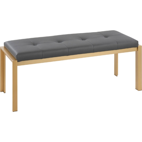 Fuji Bench in Grey Leatherette & Gold Metal